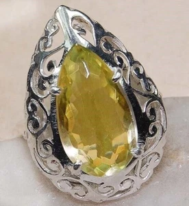 5CT Natural Green Amethyst 925 Solid Sterling Silver Filigree Ring Sz 7 @16-2 - Picture 1 of 3