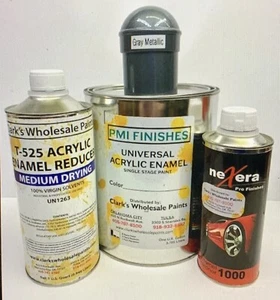 Gray Metallic Gallon Kit Single Stage ACRYLIC ENAMEL Car Auto Paint Kit - Picture 1 of 2