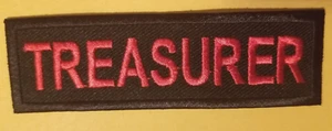 TREASURER Club Officer Embroidered red Patch Worldwide shipping - Picture 1 of 3