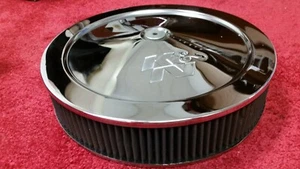 K&N Filters 60-1290 Chrome Air Cleaner w/ Reusable Filter 14" Diameter 3.75" H - Picture 1 of 3