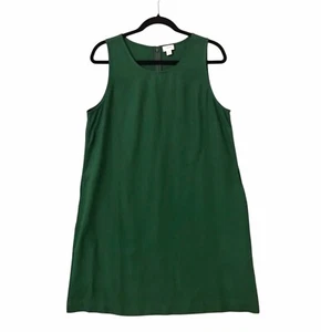 J Crew Green Shift Dress A Line Linen Blend Coastal Minimalist Women’s Sz 12 - Picture 1 of 8