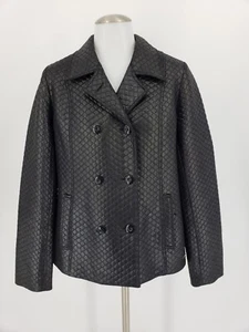 Women's Vintage 90s Guess Jeans Glamour Quilted Glitter Black Pea coat Sz M - Picture 1 of 6