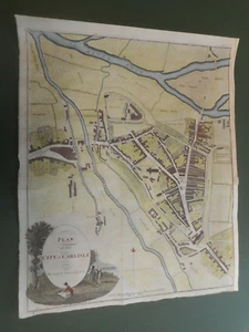 100% ORIGINAL CARLISLE PLAN MAP BY J HOWARD C1799 VGC HAND COLOURED - Picture 1 of 3