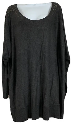 Свитер AJ Andrea Jovine Plus размер 3X украшенный грамматическая туника темно-серый длинный slv - Изображение 1 из 4