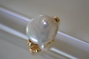 Handmade Freshwater Coin Pearl Ring in 14k Gold Fill - Picture 1 of 4