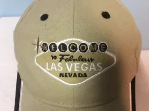 Berretto da baseball Las Vegas NUOVO Welcome to Fabulous Las Vegas marrone chiaro/nero spedizione gratuita - Foto 1 di 6