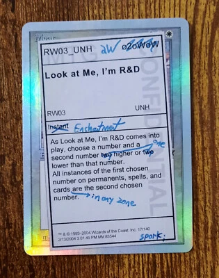 MTG Look at Me, I'm R&D FOIL Unhinged Silver Border White Rare #17 LP - Image 1 of 2