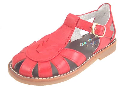 DE OSU - Spain -Red Leather Fisherman Sandals - Girls/Boys -European -Size 6-6.5 - Image 1 of 4