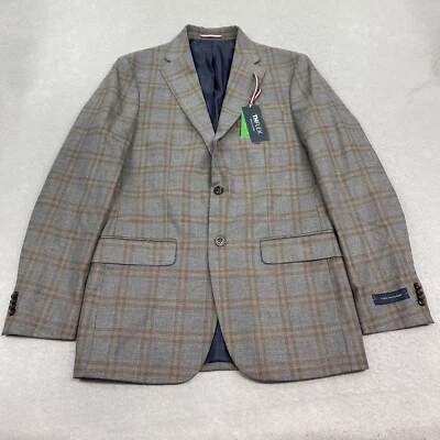 Tommy Hilfiger Chaqueta Para Hombre 40L Gris Marrón 2 Botones Cuadros Blazer Abrigo Deportivo Foto 1 de 4