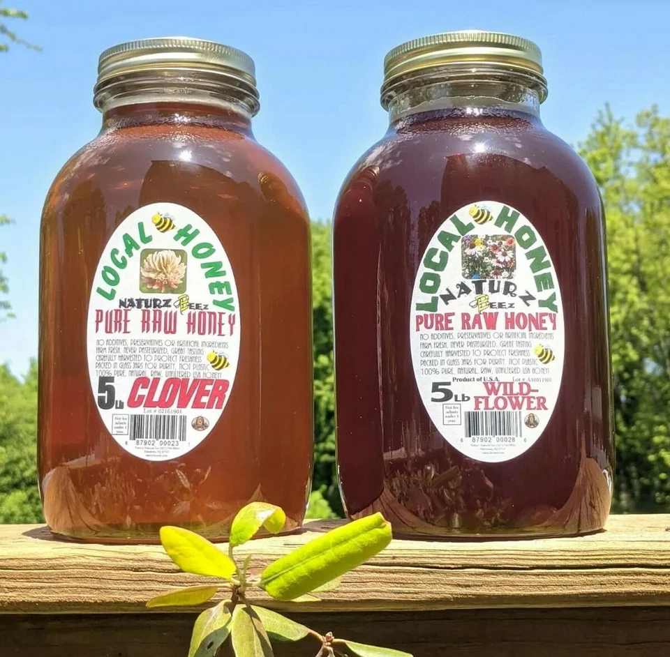 2x RAW HONEY 5LB Includes Two 5lb Jars RAW CLOVER 5LB & RAW WILDFLOWER 5LB - Image 1 of 4