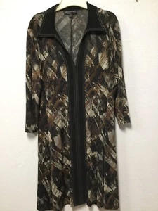 Connected Womens Dress Size 10 Brown Black V Neck Decorative Front New 113 - Picture 1 of 8