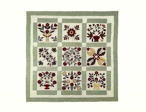 Postkarte Quilts von Lancaster Cnty PA, Applikation Quilt, um 1870 Amish Volkskunst NrMNT - Bild 1 von 1