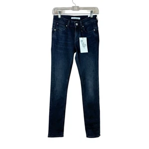 NWT CALVIN KLEIN womens size 25 x 30 dark wash mid rise stretch skinny jeans - Picture 1 of 5