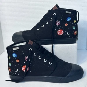 Bangs Unisex High Top Sneakers Boots Size M8/W9.5 Black Planets Lace Up New - Picture 1 of 15