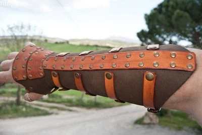 Brazo de cuero protector armadura brazalete caballero disfraz batalla vikingo medieval Foto 1 de 4