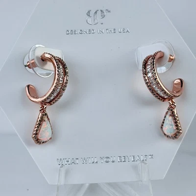 Bomb Party October Hoop Earring "Everything But Quiet" White Opal on Rose Gold - Image 1 of 3