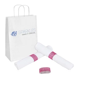 25 Dark Pink Rhinestone Napkin Rings 6 Row - diamond wedding party sash holder - Picture 1 of 5