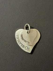 Vintage Tiffany & Co 925 Sterling Silver Double Heart Pendant - Picture 1 of 14