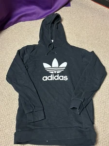 Adidas Herren Größe Small schwarz Trefoil Fleece Hoodie Kapuzenpullover Kängurutasche - Bild 1 von 7