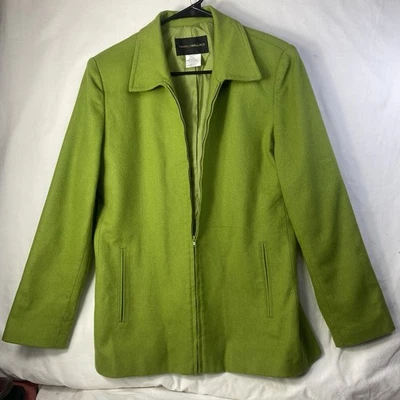 Chaqueta Harris Wallace Mujer Talla 6 Chartreuse Verde Cremallera Mezcla Lana Completamente Forrada Foto 1 de 4