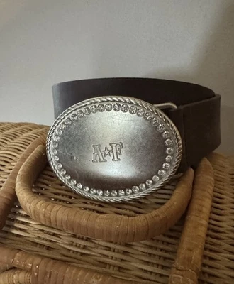 Cinturón De Colección Y2K Abercrombie & Fitch Cuero Hebilla Estrás Mediano Hecho en Italia Foto 1 de 4