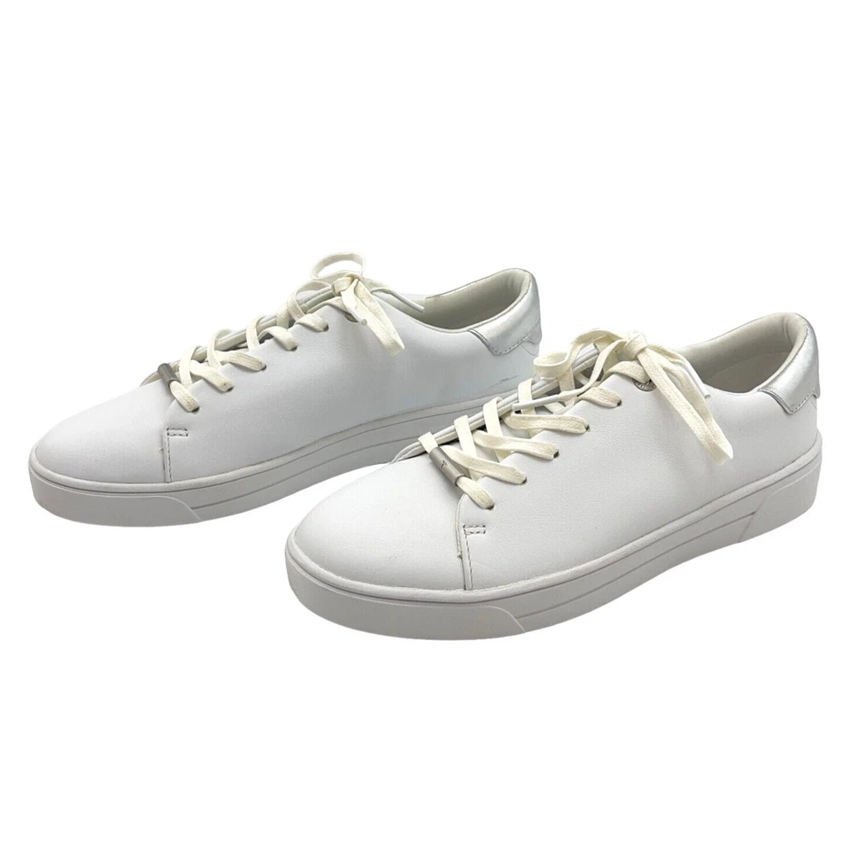 Ted Baker Zenis Trainers Ladies Shoes White Leather Silver Tipping - Size US 8 - Image 1 of 4