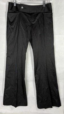Pantalones de vestir Nanette Lepore para mujer cintura acampanada pierna negra algodón talla 30X6 Foto 1 de 4