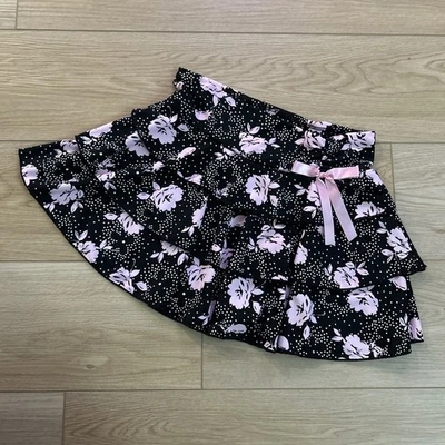 De colección Y2K Años 90 My Michelle Negro y Rosa Floral Mini Falda Juvenil Niñas Talla 14 Foto 1 de 4