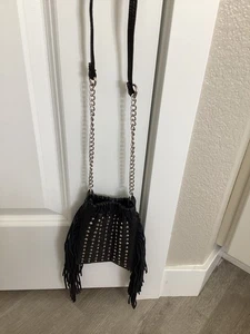 Mudd Bag Pleather Tassel Fringe Crossbody Purse Bag Country Rock Concerts - Picture 1 of 5