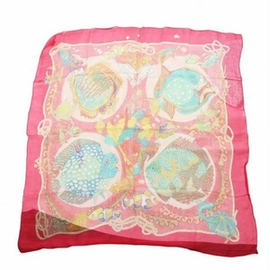 Hermes Large Format Scarf Stole Silk Silk Total Pattern Logo Pink Multicolor - Picture 1 of 7