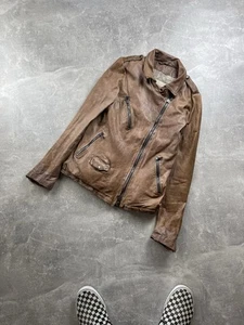 Chaqueta de Cuero Giorgio Brato Avant Garde Marrón Envejecido Hecha en Italia Hecha a Mano - Imagen 1 de 17