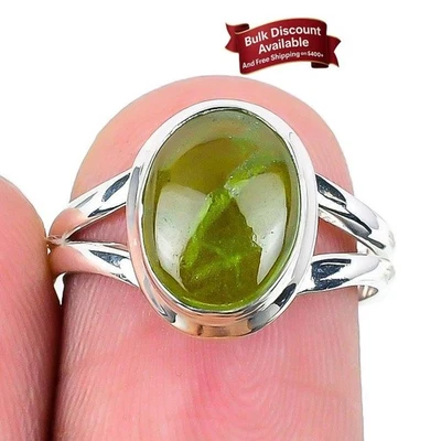 Обручальное кольцо из серебра 925 пробы с натуральным зеленым кианитом Cyber Monday размер 7 - Изображение 1 из 4