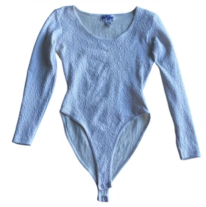 Body vintage anni 90 Betty blu panna testurizzato manica lunga taglia large - Foto 1 di 7