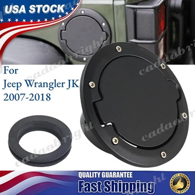 Locking Fuel Filler Gas Cap Door Cover For Jeep Wrangler JK 2/4 Door 2007-2017 - Image 1 of 4
