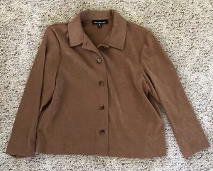 Briggs New York Faux Suede Jacket Lightweight Light Brown/Tan - Petite Large PL - Picture 1 of 4