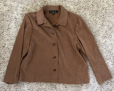 Chaqueta de gamuza sintética Briggs New York ligera marrón claro/bronceado - pequeña grande PL Foto 1 de 4