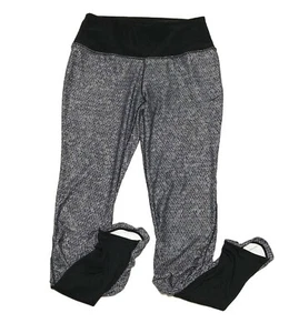 Nike Girls Large Gray Leggings Ruched Logo Stretch Geometric Yoga Running - Picture 1 of 7