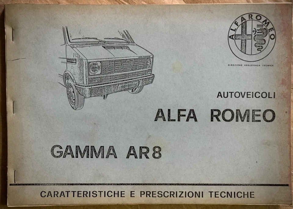 ALFA ROMEO GAMMA AR8-Manuale originale caratteristiche prescrizioni tecniche1978 - Immagine 1 di 1