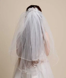 Velo Niñas con Apliques Florales y Cristales, para Bodas y Primera Comunión - Imagen 1 de 4