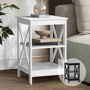 Oikiture Side Table Coffee Bedside Sofa End Tables 3-tier Shelf - Picture 1 of 30