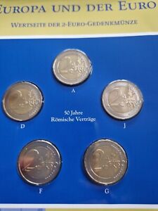 5x 2 Euro Gedenkmünzen Bund 2007 Folder  50 Jahre Römische Verträge