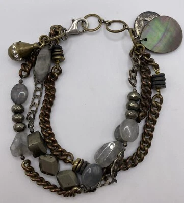 Silpada Sterling Silver “Garden Party” Pyrite Brass Multi Gem Bracelet 9” B3215 Foto 1 de 4