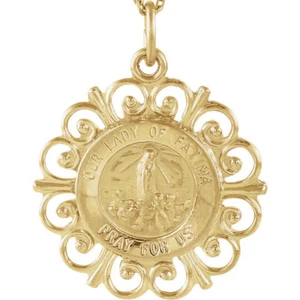 Medalla Nuestra Señora de Fátima en oro amarillo 14K - Imagen 1 de 4