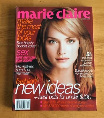 Marie Claire Magazine October 1996 Amber Valletta Cover No Label Newsstand Foto 1 de 2