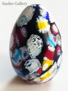 Murano Glass Millefiori Egg Paperweight - Picture 1 of 5