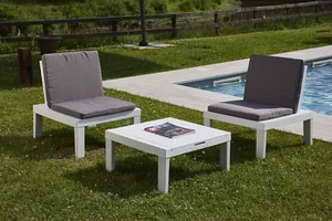 Salotto Da Esterno Cervia, Set Da Giardino Con 2 Sedute Con Schienale Ed 1 Modul - Foto 1 di 12