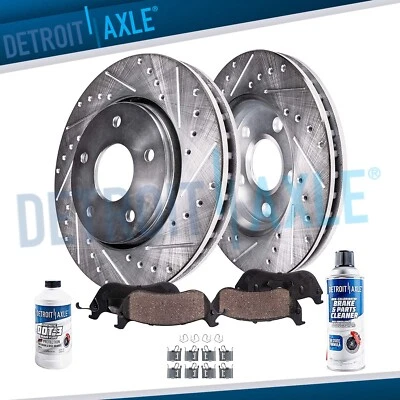 Front Drilled Rotors Brake Pads for Toyota RAV4 Matrix Pontiac Vibe Scion tC iM - Image 1 of 4