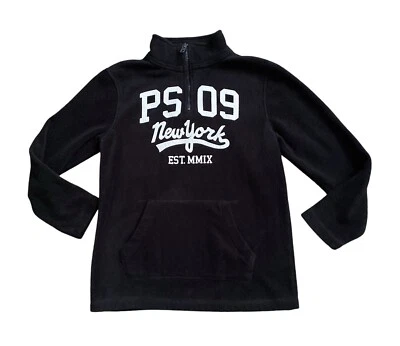 PS AEROPOSTALE мальчиков размер 10 черный белый логотип половина молнии флисовый пуловер куртка Топ - Изображение 1 из 4