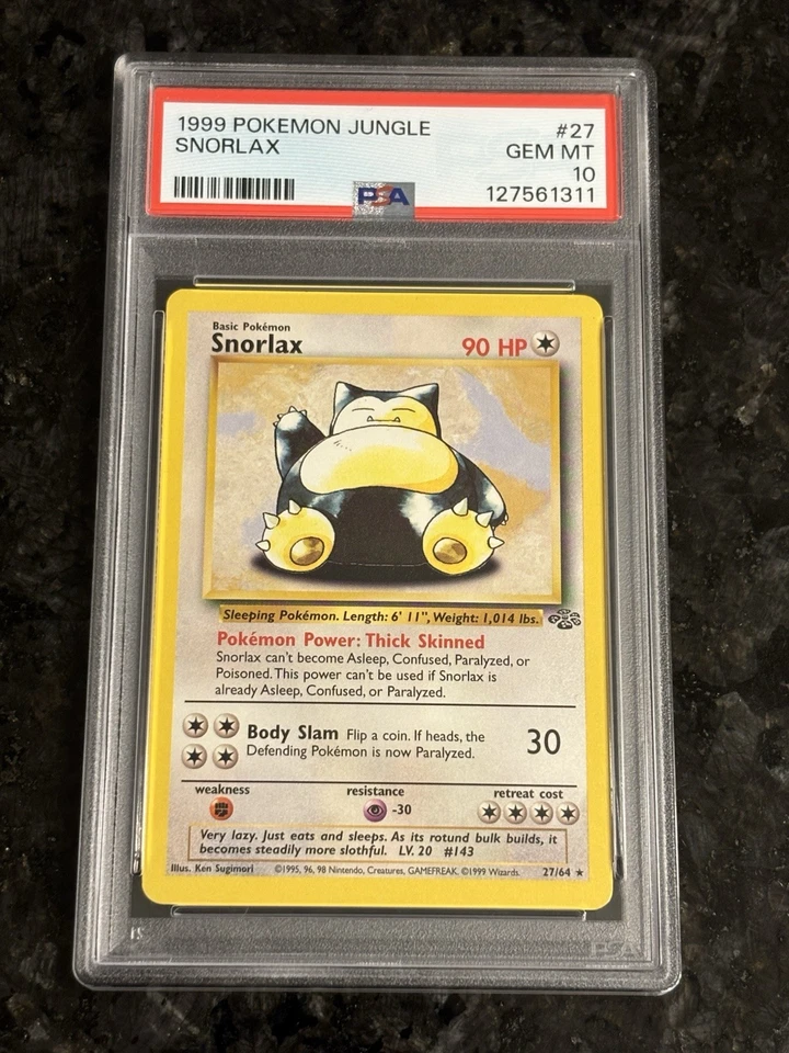 1999 Pokémon Jungle Snorlax 27/64 – PSA 10 GEM MINT – Vintage WOTC Card - Image 1 of 1