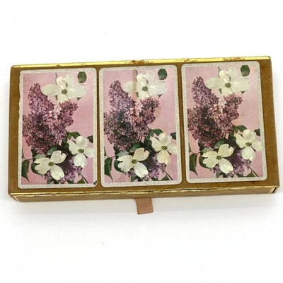 Tarjetas de Juego Canasta Samba Bolivia Vintage Lila Magnolia Flores Congreso 1950 Foto 1 de 4